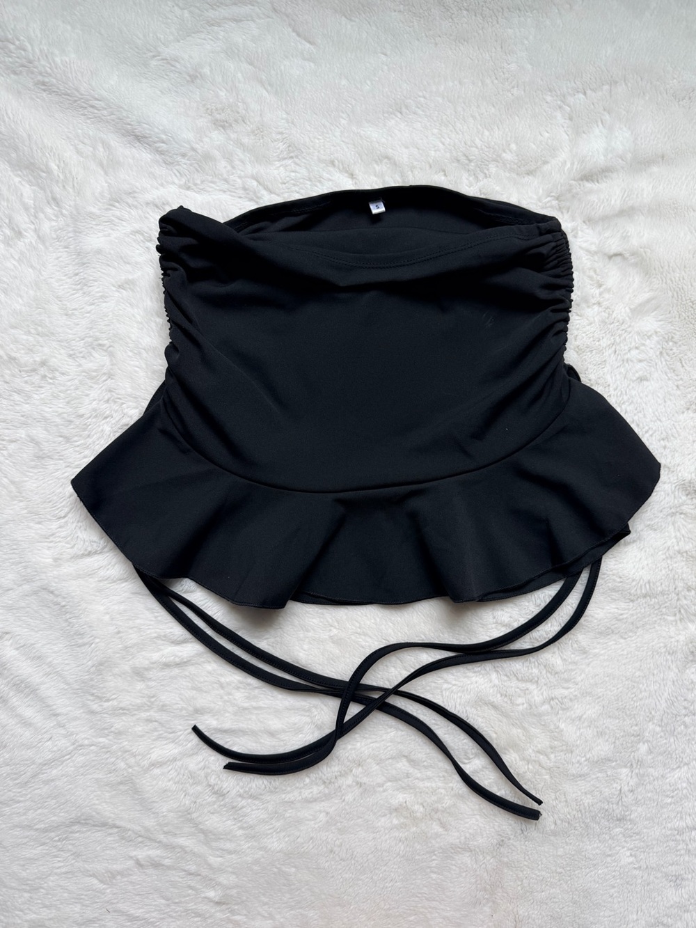 Black Ruffle Hem Swim Skirt